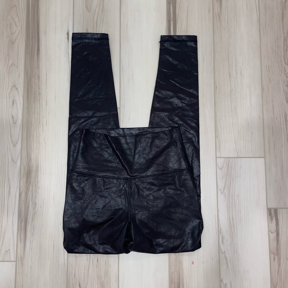 Aerie Black Faux Shine Leather Leggings Pants